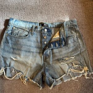 Distressed Blue Denim Shorts
